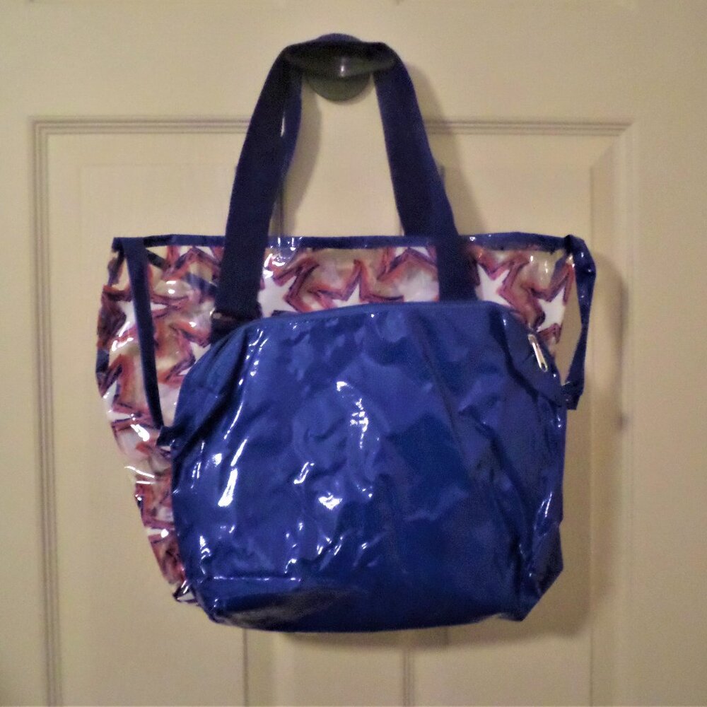 TOTE with POUCH red, white & blue stars
